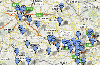 Mapa dobíjejích stanic pro elektromobily