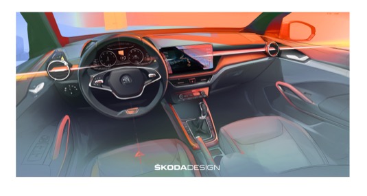 ŠKODA AUTO odhaluje další detaily o novém modelu FABIA a oficiální designovou skicou přináší první představu o interiéru čtvrté generace tohoto modelu.